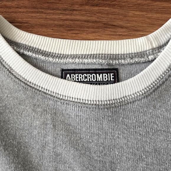 Abercrombie & Fitch Tee Vintage Y2K Short Gray 3/4 Sleeve Grunge Streetwear /L - Picture 3 of 7